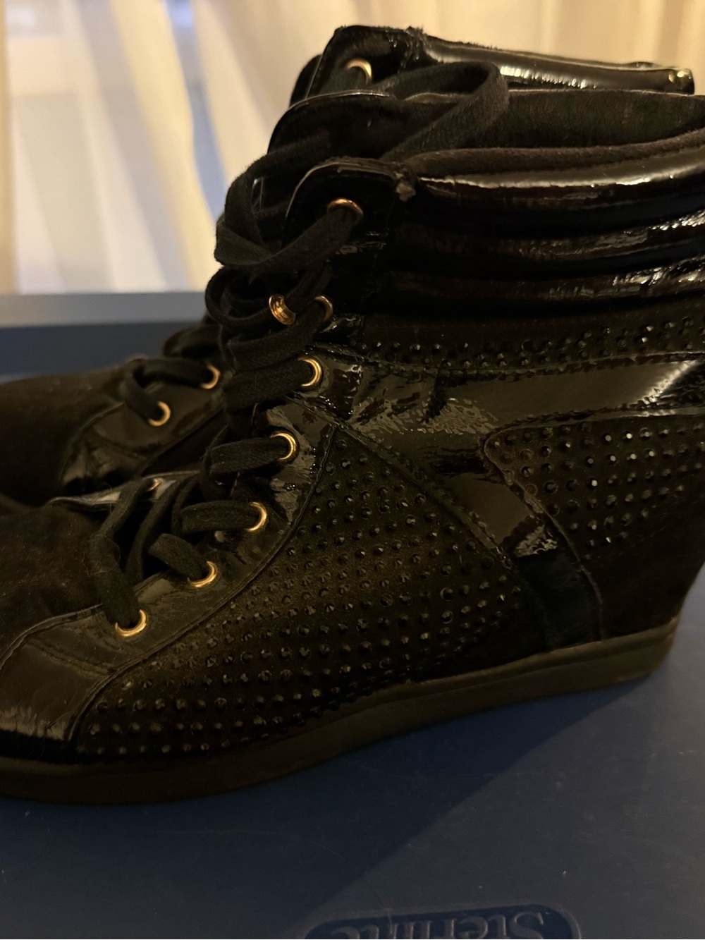 Black Women's High-Top Wedge Sneaker Made in Italy